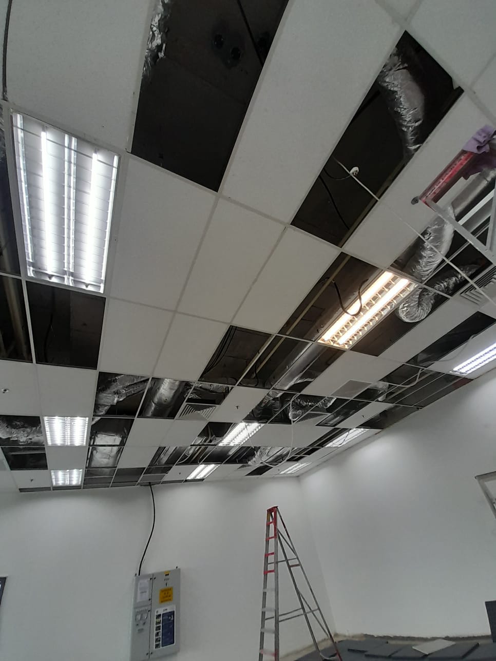 AR Ceiling Partition Singapore — acoustic ceiling tile grid in a Singapore office | Ceiling Partition Singapore
