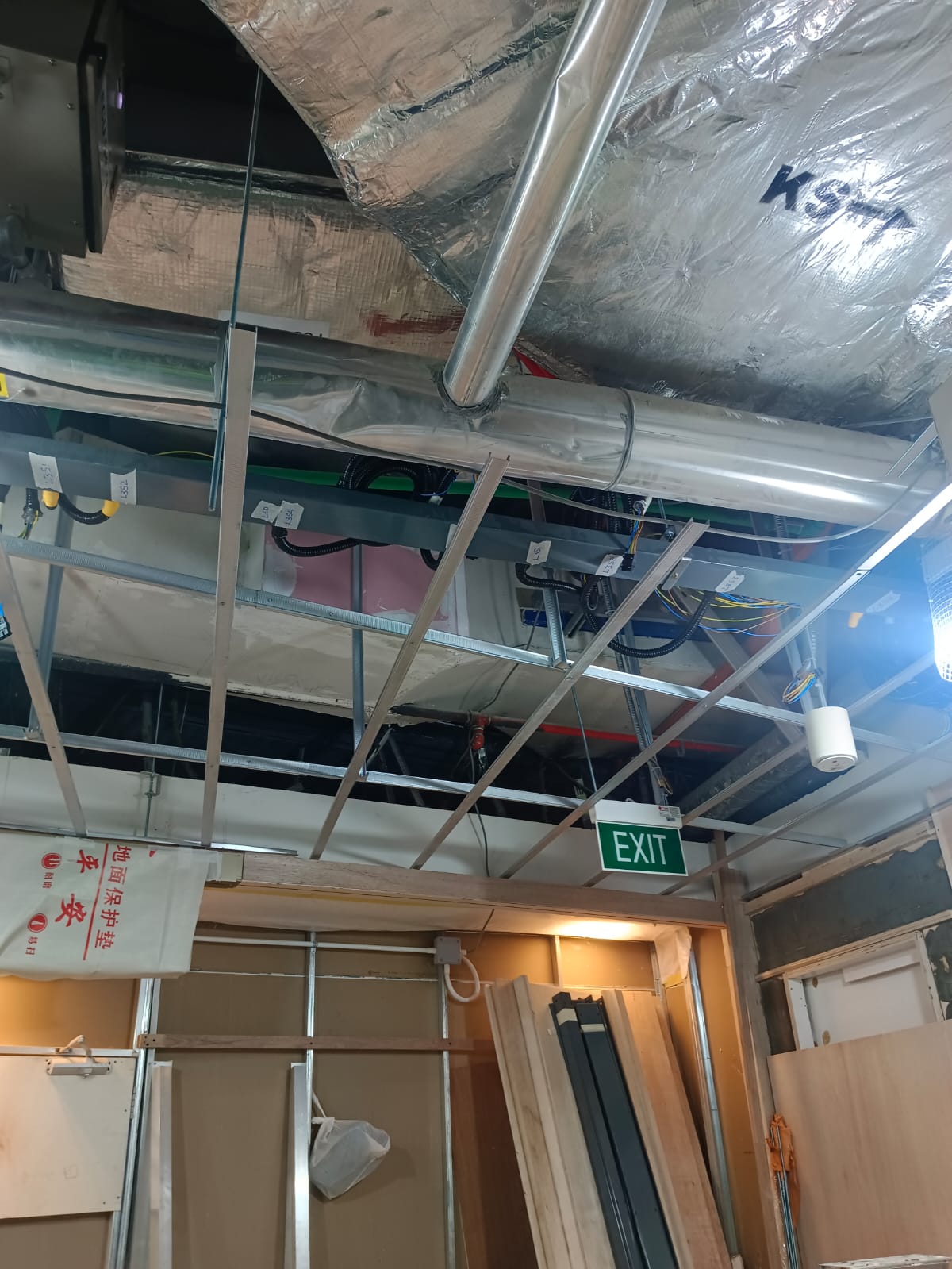 AR Engineering Ceiling Partition Singapore — commercial office ceiling and partition fit-out in progress